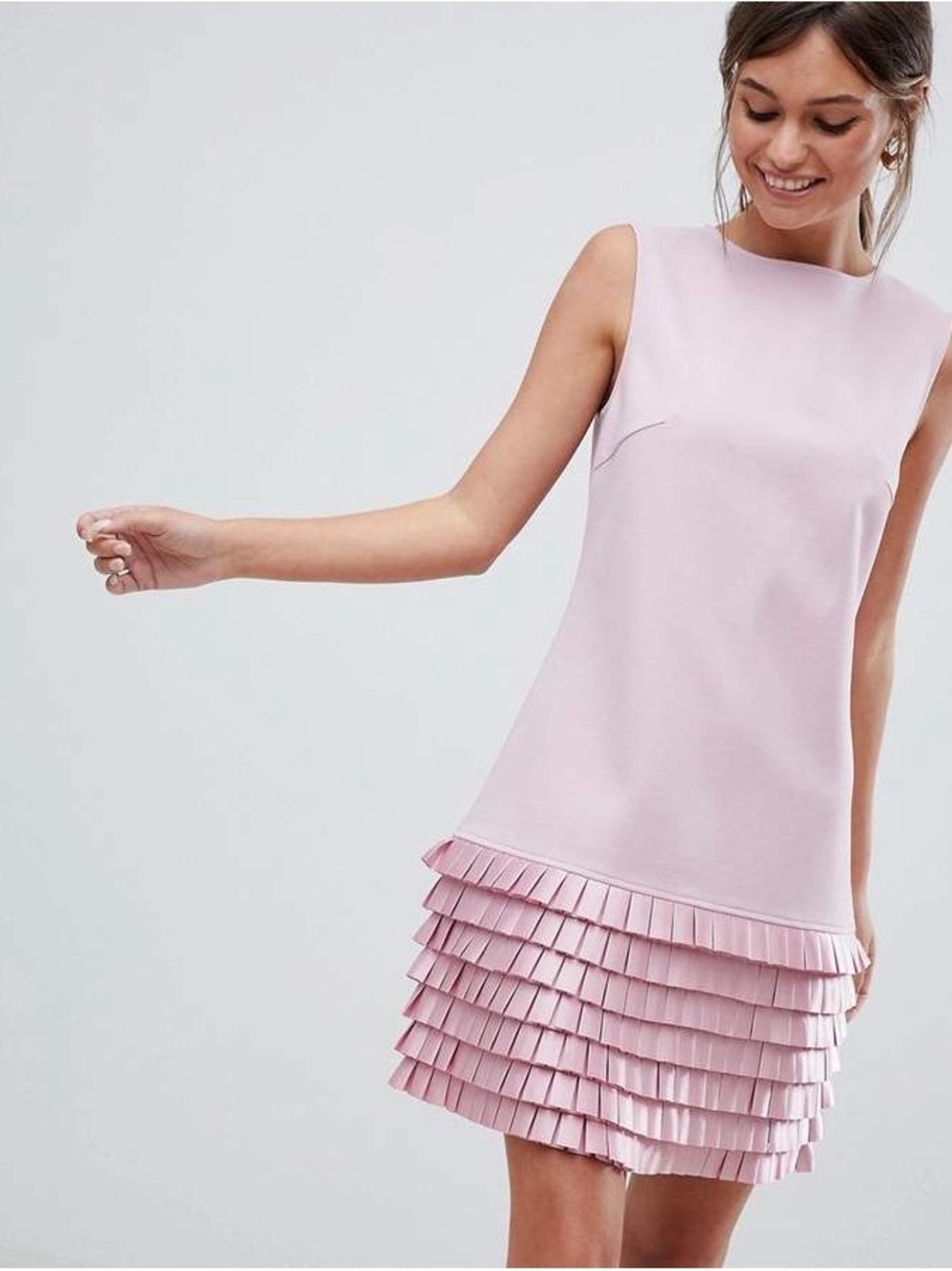 Ted Baker London Blush Pink Pleated Hem Shift Dress – Size 2 (US 6 / Medium)